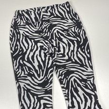 Zara Zebra Print Flare Pants Size S Black White Stretch Wide Leg Knit Trousers