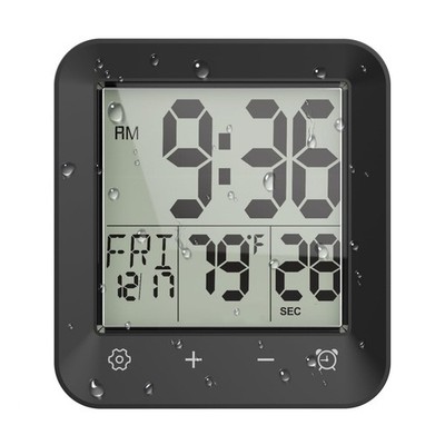 Shower Clock Waterproof Bathroom Timer, Digital Wall Clock with Countdown, To...