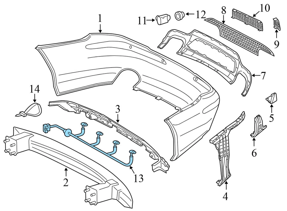 Mercedes-Benz SL63 AMG 2009-2012 - Arnés de cableado de parachoques trasero 2215401305 Foto 3 de 4