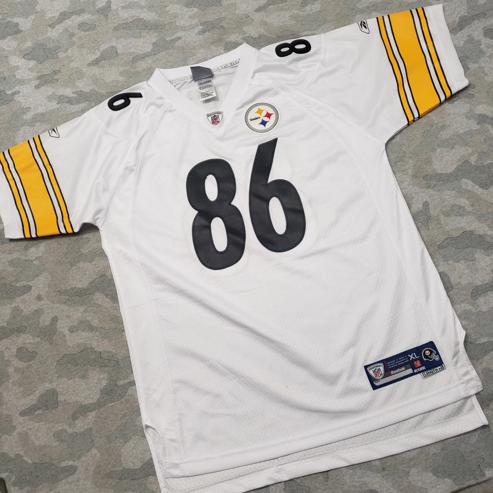 Camisa Pittsburgh Steelers Juvenil XL Blanca Reebok NFL Ward #86 Fútbol Foto 2 de 4