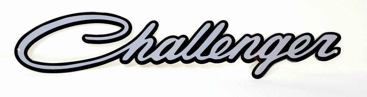 Dodge Challenger Script Steel Sign Grey- Super Size- 40