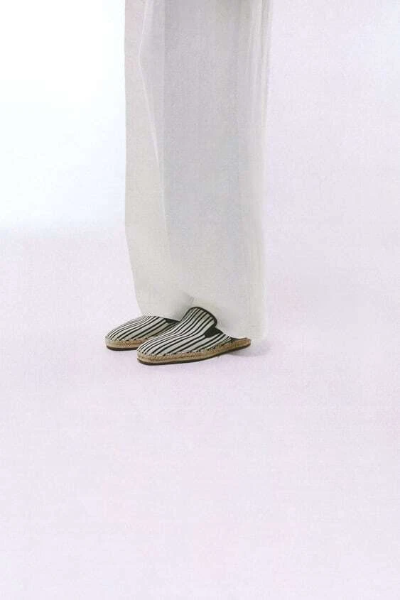 NWT Zara Striped Low Heel Fabric Mules 3507/710 - Image 2 of 4