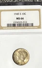 1945-S  Mercury Dime NGC MS66
