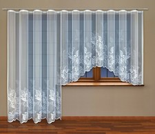 Gardine mit Kräuselband Weiß Blätter Motiv Fertiggardine Jacquard Store Vorhang