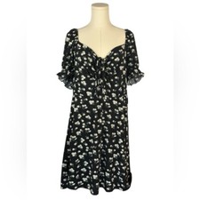 Shein Black Mini Summer Dress w/ Floral Pattern & Tie in Front (Size 3X)