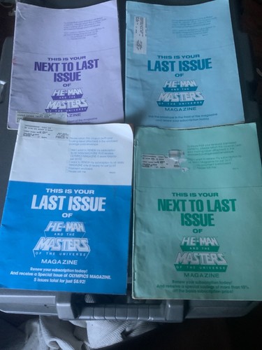 vtg he-man magazines with posters with mail covers 4 plus 3 used ones np