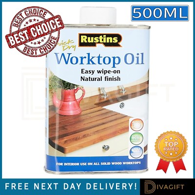 RUSTINS SCHNELLTROCKNENDES ARBEITSPLATTENÖL NATÜRLICHES FINISH LEICHT ABWISCHBAR LEBENSMITTELECHT 500ML NEU