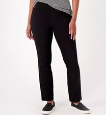 Belle by Kim Gravel Petite Sateen Twill Straight Leg Pants Black 12P A550634