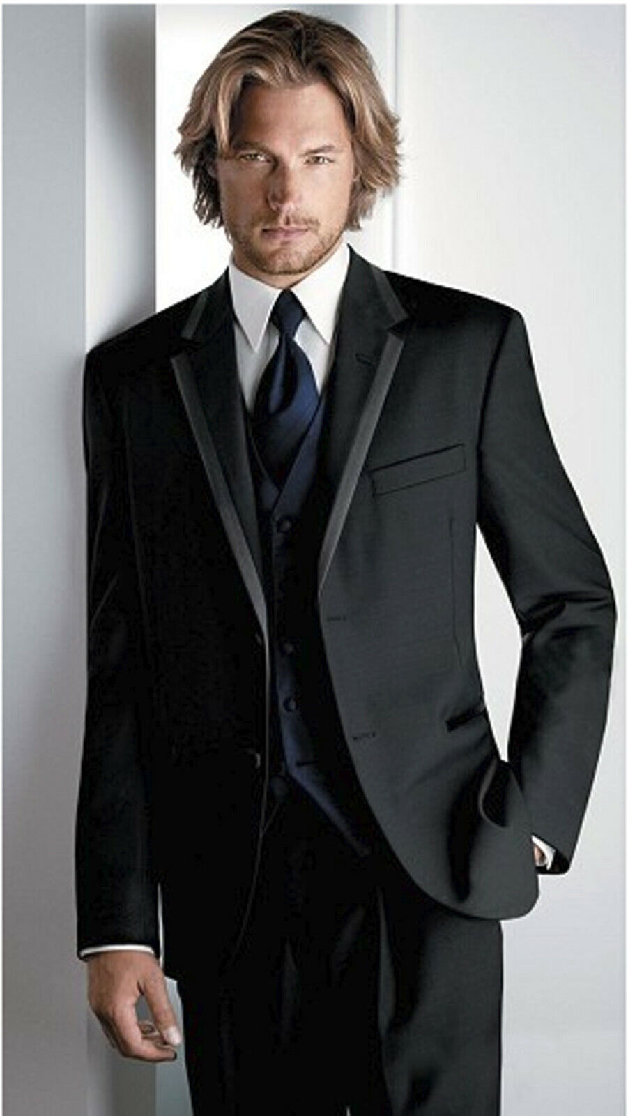 Men's Black Calvin Klein Rome Tuxedo Jacket with Faille Satin Trim 100%  Wool | eBay