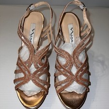 Nina New York Women's Strappy Dressy Stiletto Sandals 8M Gold