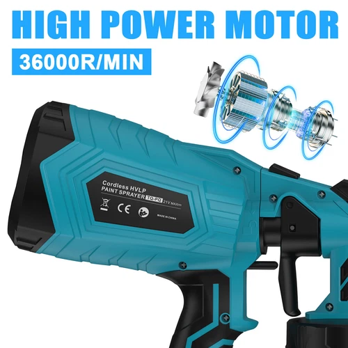 Spray Gun Cordless Fence Wall Paint Sprayer Electric Airless HVLP Car Spraygun - Picture 3 of 14