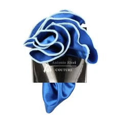 Antonio Ricci Pocket Round Hanky Royal With Sky Trim Formals Proms Weddings