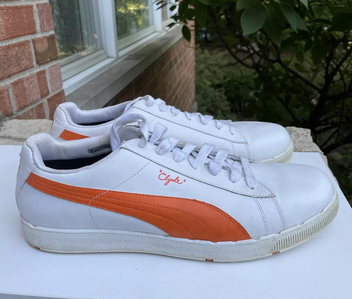 Puma Clyde Mens White Orange Spikeless Golf Shoes Trainers Size US 13