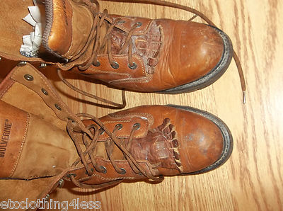 vtg Wolverine Leather Brown Work Boots W Tassels size 9 EW  display picture 3