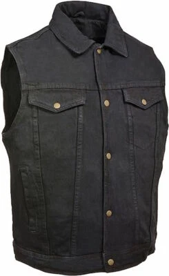 Milwaukee Leather 1331 Men's Black Classic Style Denim Motorcycle Riders Vest - Image 1 of 4