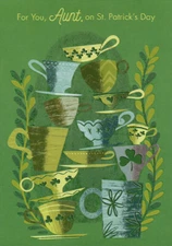 Designer Greetings Stack of Tea Cups St. Patrick's Day Card for Aunt