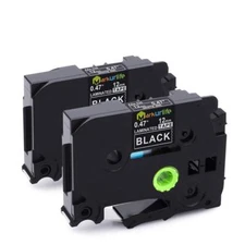 2PK TZE335 P-Touch Label Tape Compatible for Brother P-Touch TZ Tape 12mm Black