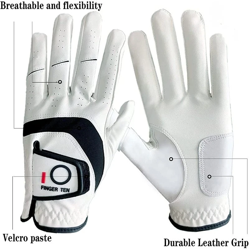 Men Golf Gloves Left Hand Right 5 Pack Leather Grip Soft Fit XL M L Large Medium - Image 2 of 4