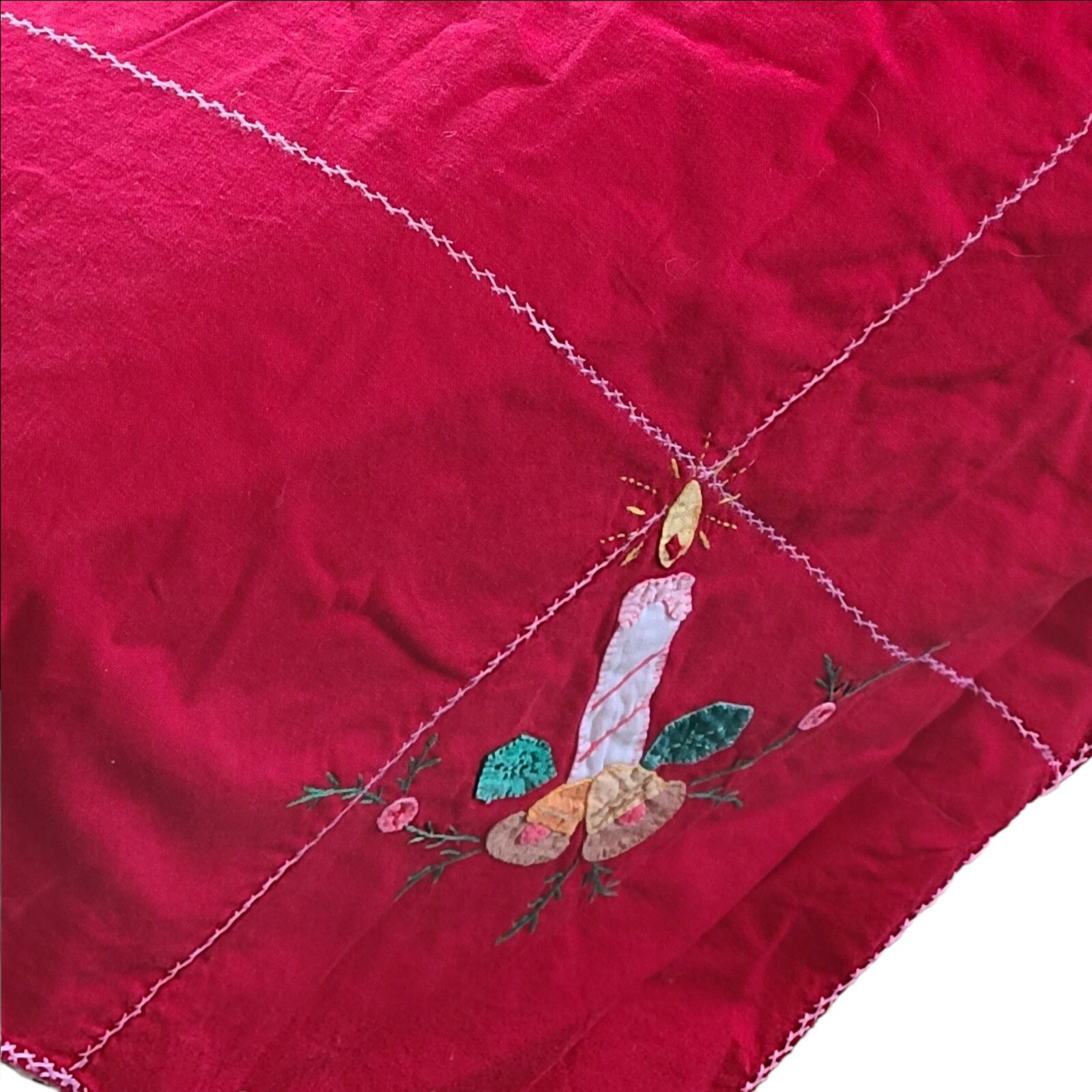 Handmade Christmas Tablecloth Vintage Holiday Decor Applique eBay