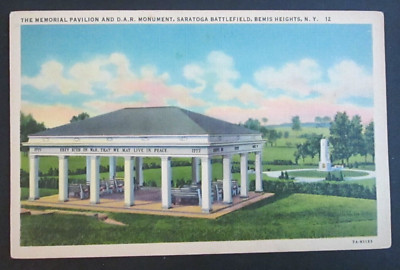 Memorial Pavilion & G.A.R. Monument Bemis Heights NY Unposted Postcard
