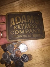 Adams Strong Box Express Cowboy Indian Western Genuine USA Brass Plate 1/4” GIFT
