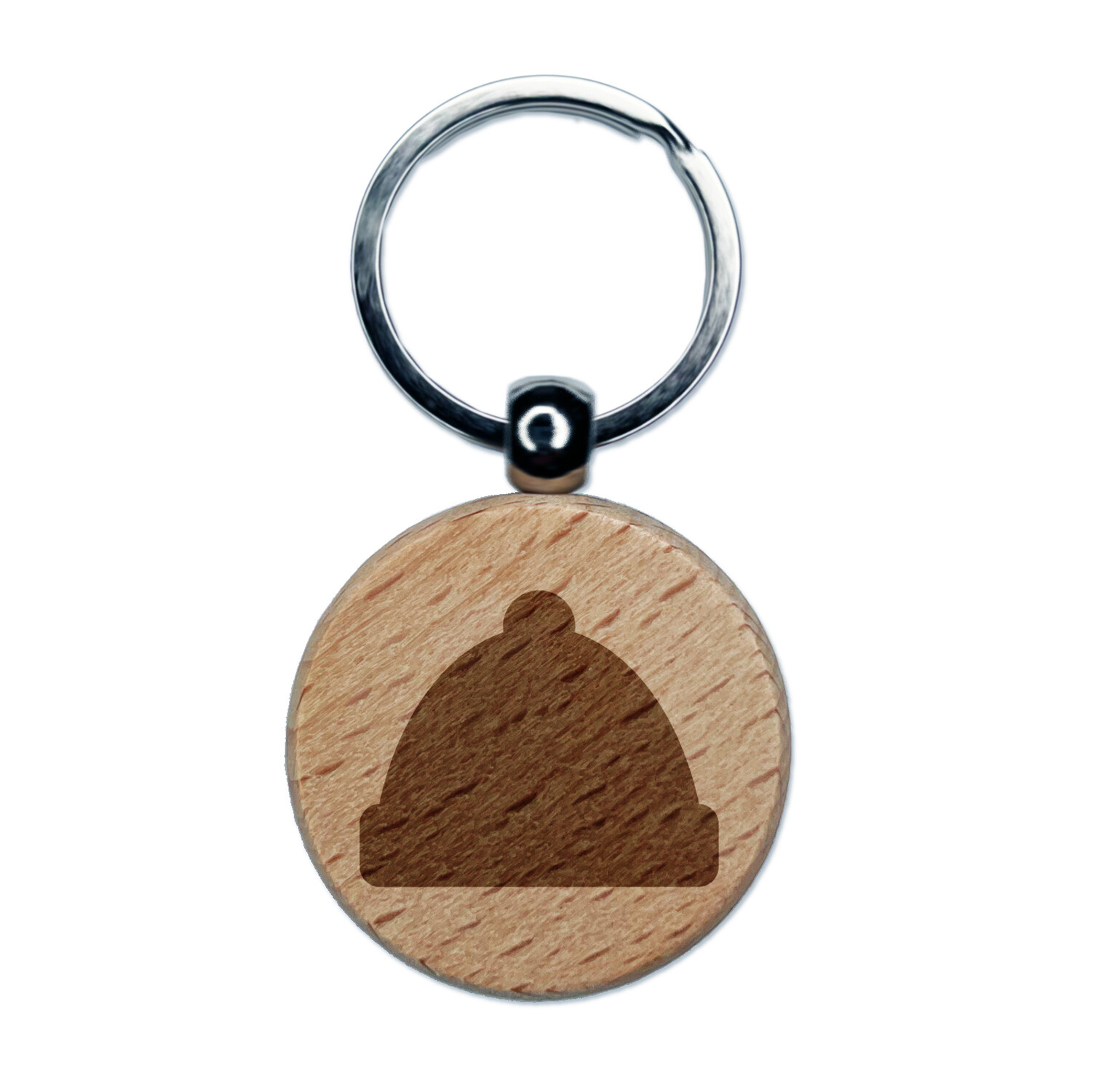 Engraved Wood Keychain Charm for Winter Beanie Hat  -image