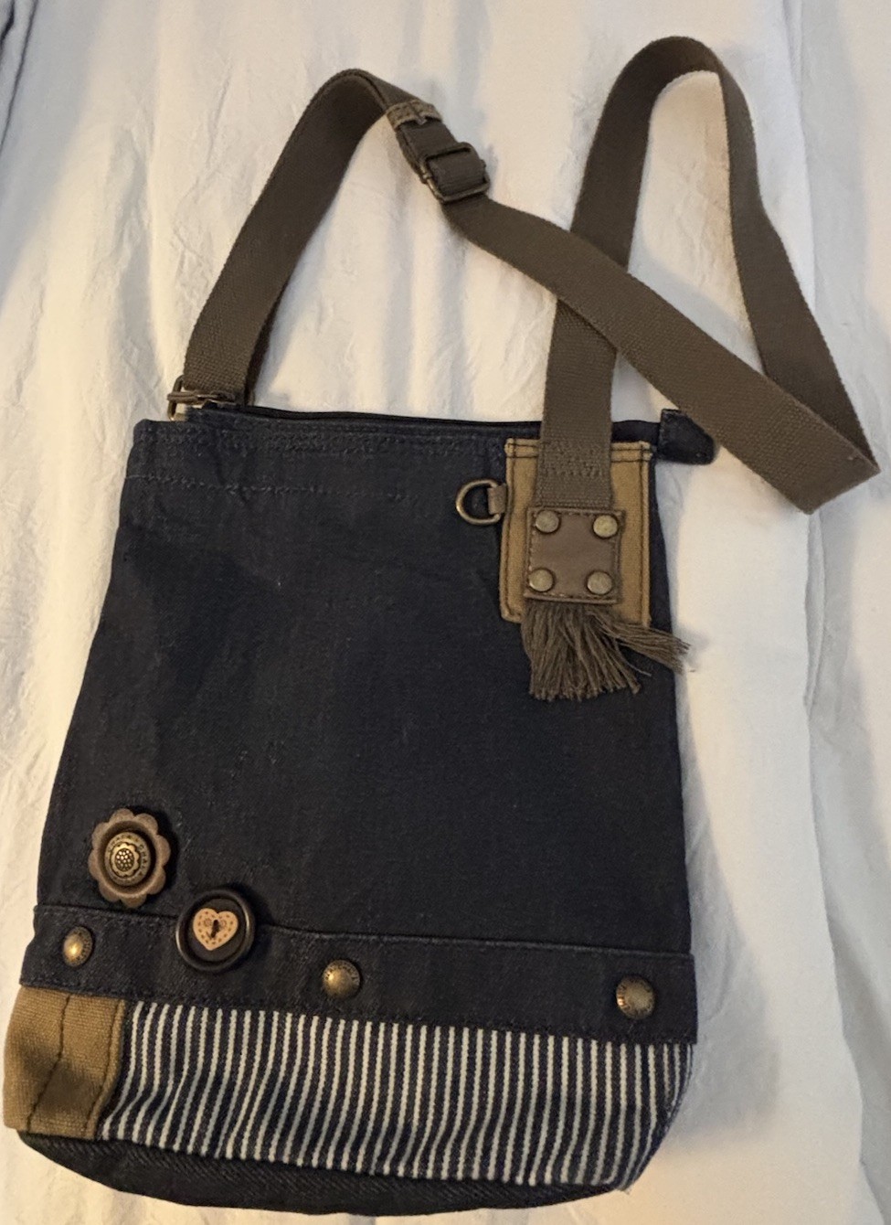 Chala Patch Messenger  Denim Canvas Adjustable Cr… - image 9