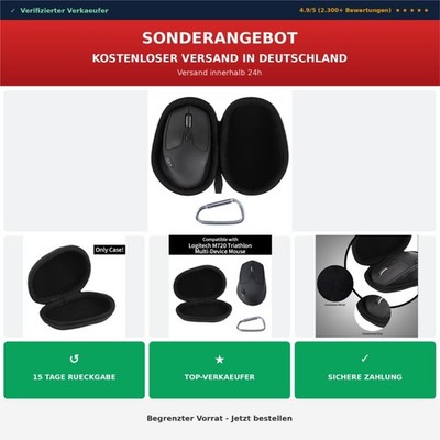 Schutzhülle für Logitech M720 Triathlon Maus Hartcase EVA Schwarz