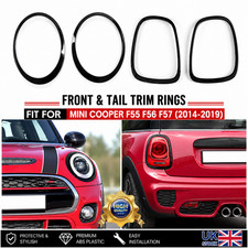 SCHEINWERFER R&Uuml;CKLICHT ZIERRINGE F&Uuml;R MINI COOPER F55 F56 F57 14-19 GLANZ SCHWARZ