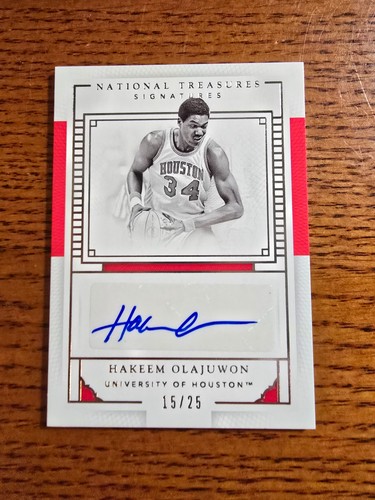 HAKEEM OLAJUWON 2016 PANINI NATIONAL TREASURES SIGNATURE CARD #67 AUTO 15/25