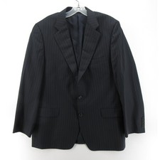 Burberry Sport Coat Men 42 Blue Navy London Blazer Wool Pinstripe Suit Jacket