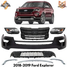 Front Bumper Cover Fascia & Grille Assembly Kit For 2018-2019 Ford Explorer