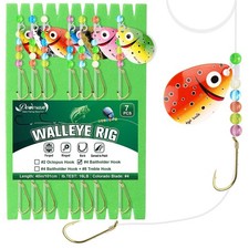 Walleye Rigs 16lb Walleye Spinner Rig Crawler Harness with Unique Smile Blade...