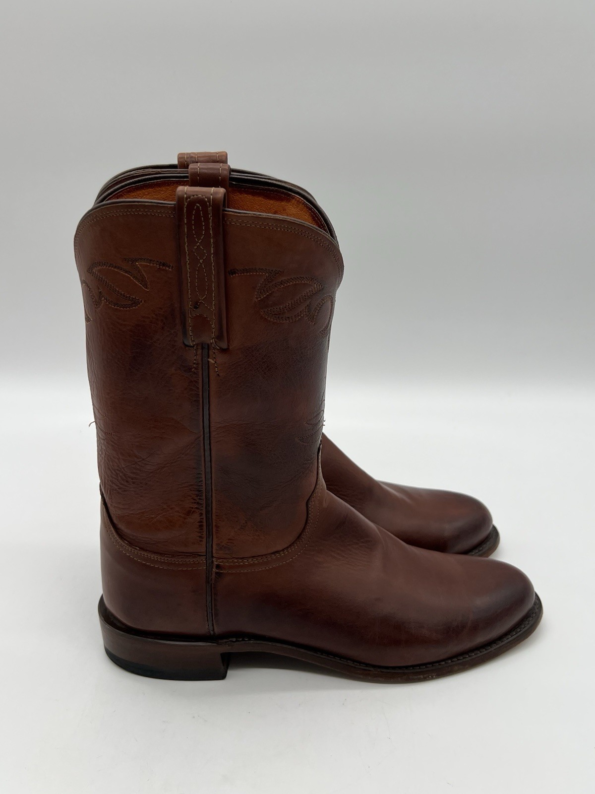 Lucchese Since 1883 Men’s Sz 9D Brown Leather Roper Western Cowboy Boots.