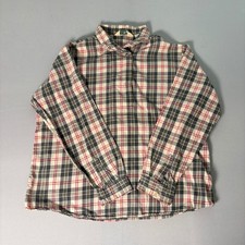 LL Bean Vintage Plaid Popover Shirt Womens 20 Red Navy Blue A066 Made in USA