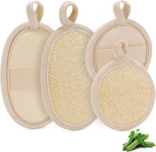 2PCS Premium Natural Loofah Sponge Exfoliating Body Scrubber Shower ...
