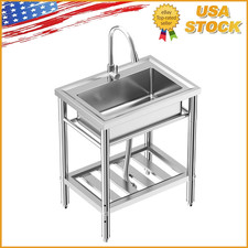 28"x20"x34" Stainless Steel Utility Sink Freestanding Single Bowl with Faucet