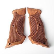 Gungrip in legno di noce inciso 2 impugnature zirconi nuovi fatto a mano 