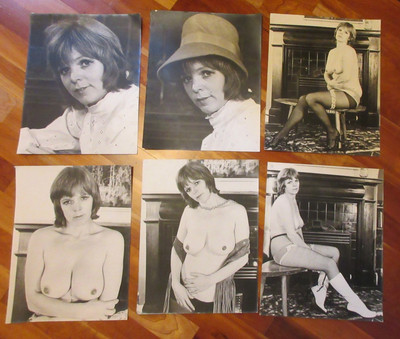 6er SET ORIGINAL 60er JAHRE SEHR GROSSE FOTOS VINTAGE AKT UNBEKANNTES MODELL 28CM/36CM