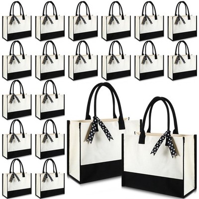 20 Pcs Canvas Tote Bag Bulk Initial Women Gift 15.7 x 11.8 x 6.7 Inches Subli...
