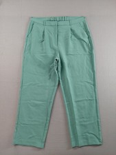 Old Navy Women Pants XXL Green High Rise Straight Leg Pleated Stretch Formal