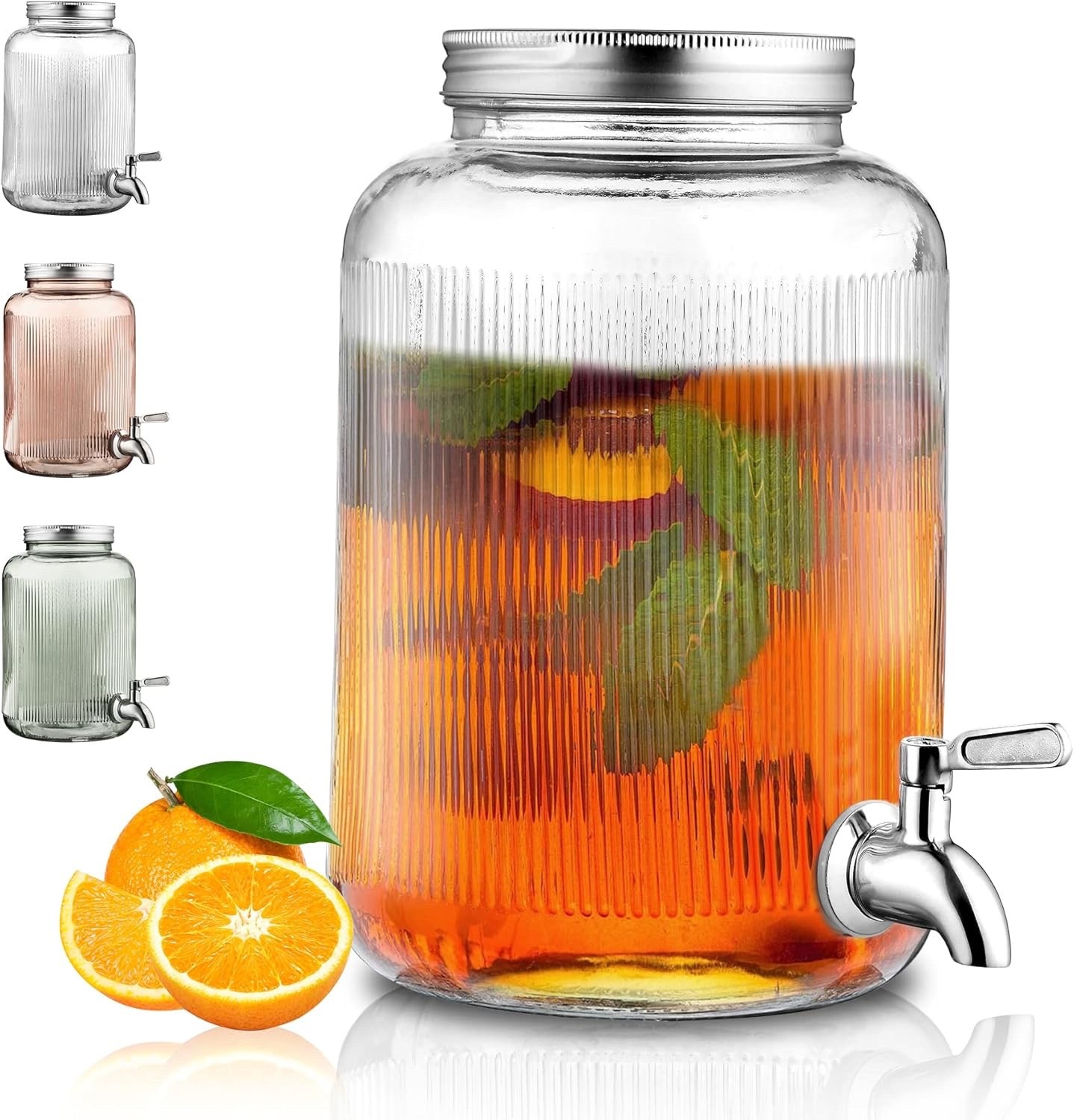 Distributeur de boisson en verre bleu Berglander de 4L avec robinet en acier premium