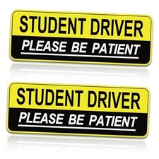 2pcs Student Driver Magnet for Car,Safety Warning Be Patient New Driver Yellow