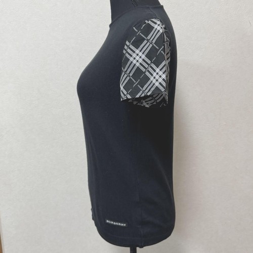 BURBERRY Golf T-Shirt Cut Sew Nova Check Black Cotton 100% Short Sleeve M Size - Picture 4 of 12