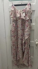 Express Pink Floral high low maxi dress size Large