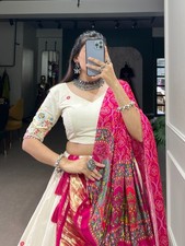 Festive Traditional Khadi Cotton Lehenga Choli With Dupatta for Women Girls