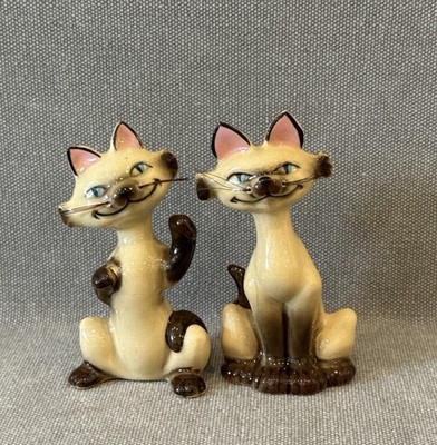 Vintage Si & Am Siamese Cat Salt & Pepper Shakers Lady & The Tramp 1950's