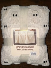Costco Halloween Faux Fur Plush GHOST Throw Blanket Reversible 60" x 70" NWT