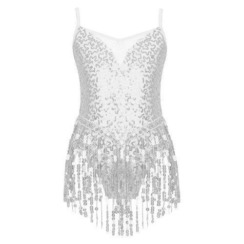 Sequins Latin Dance Dress Shiny Tassel Leotards Professional Dancing Costume - Bild 25 von 37