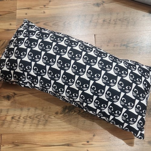 IKEA MATTRAM Black Cat Face Print Pillow Rectangular Throw Room Cushion 11 X 22